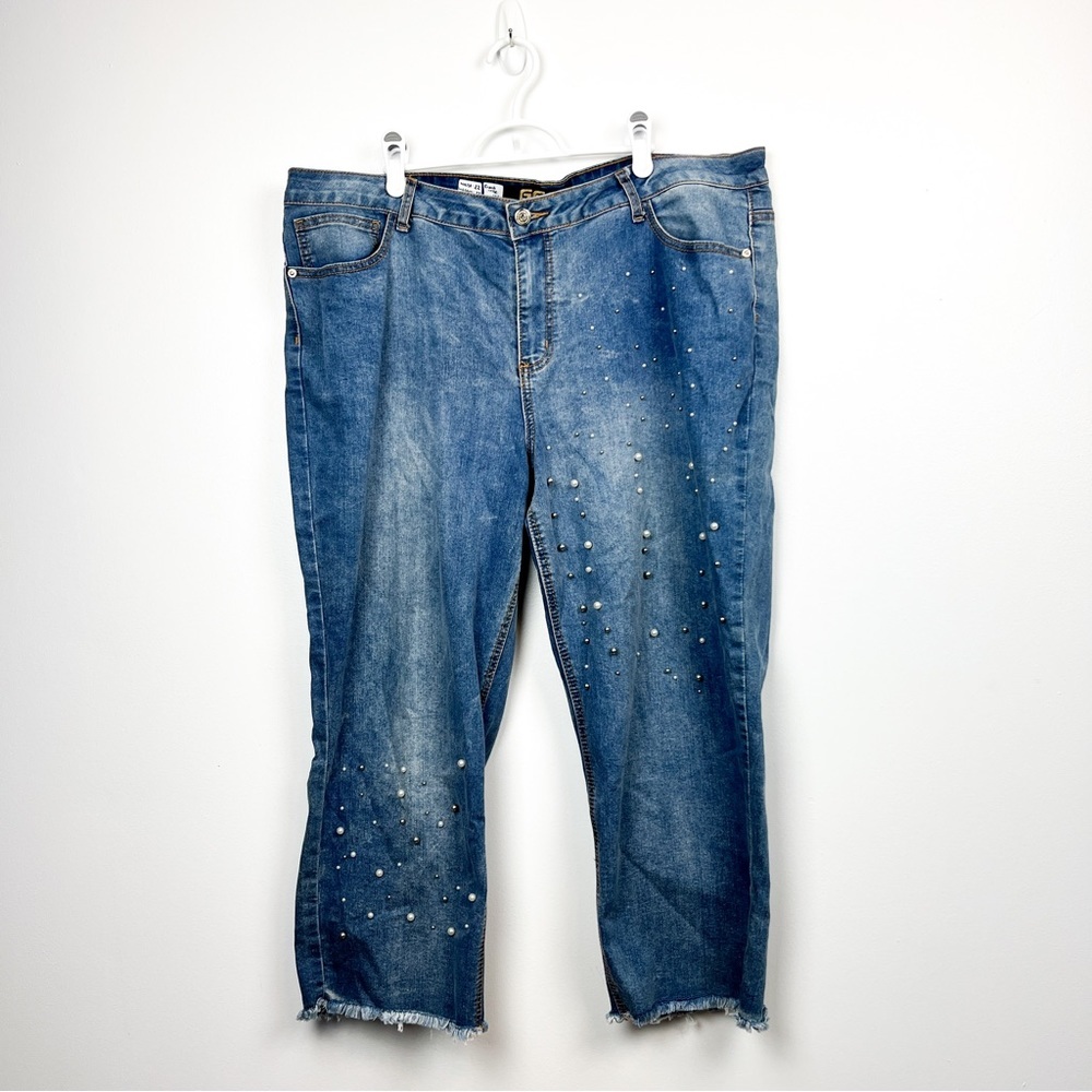 Beaded GG Jeans Fringe Cuff Jeans